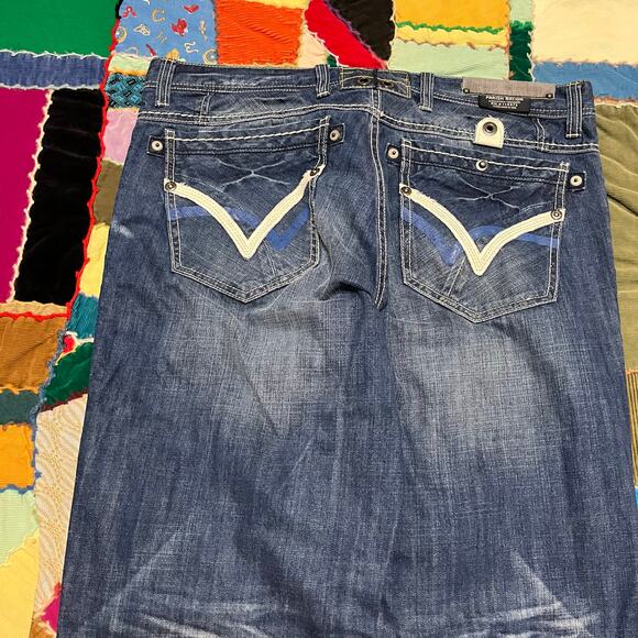 Parish Nation Y2K Baggy Skater Faded Blue Jeans 38Wx34L - Picture 3 of 7